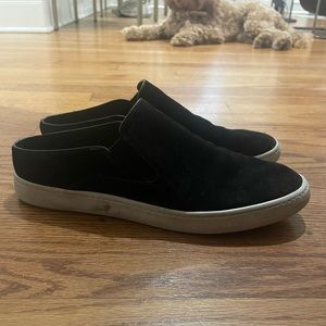 Vince black suede slip on sneakers